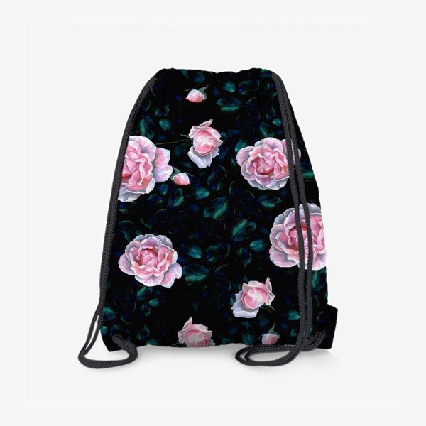 Рюкзак «Розы розовые на черном»