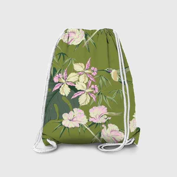 Рюкзак «Тропические цветы и колибри»