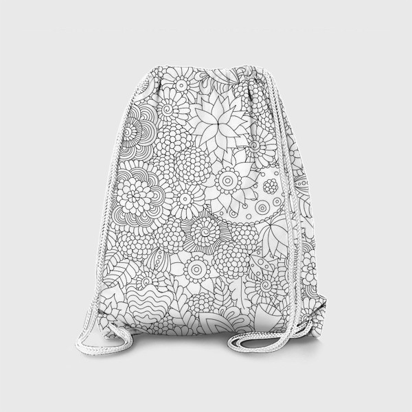 Рюкзак «Цветочный черно-белый паттерн»