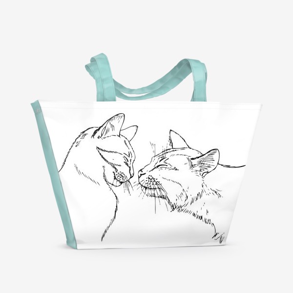 Пляжная сумка «мартовские коты, влюбленные коты»