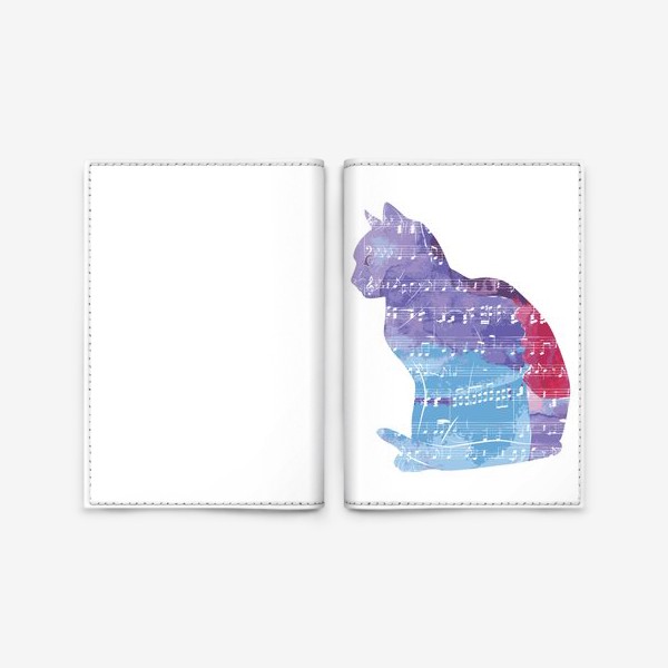 Обложка для паспорта «Музыкальный кот акварель»