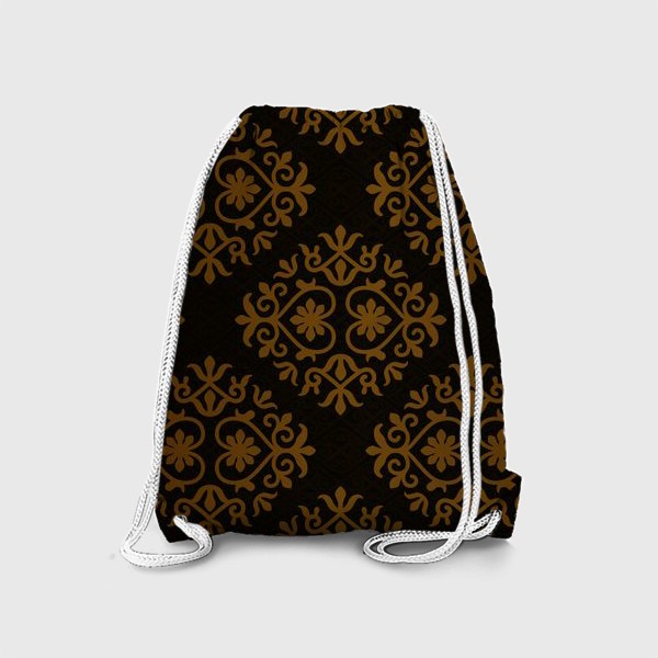 Рюкзак «Золотой азиатский орнамент на черном №2»