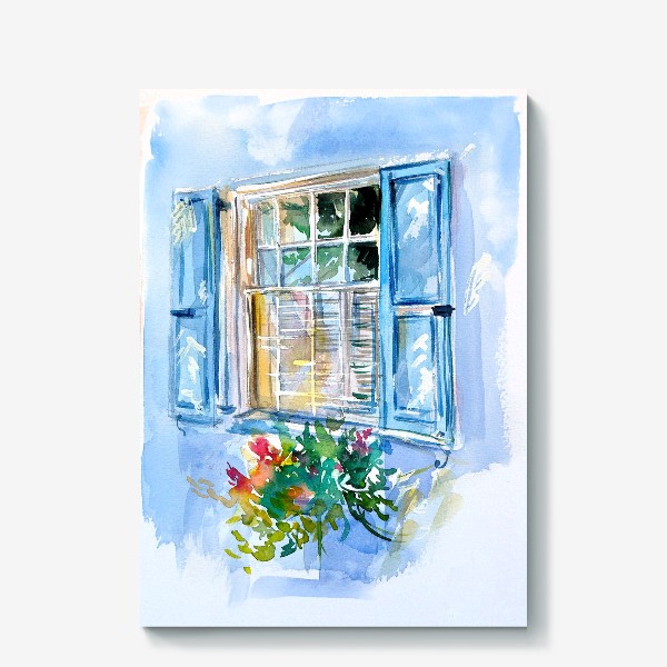 Холст «Окно со ставнями и цветами»