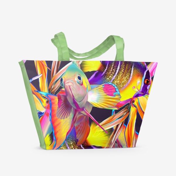 Пляжная сумка «Рыбки и тропические цветы, стрелиция»