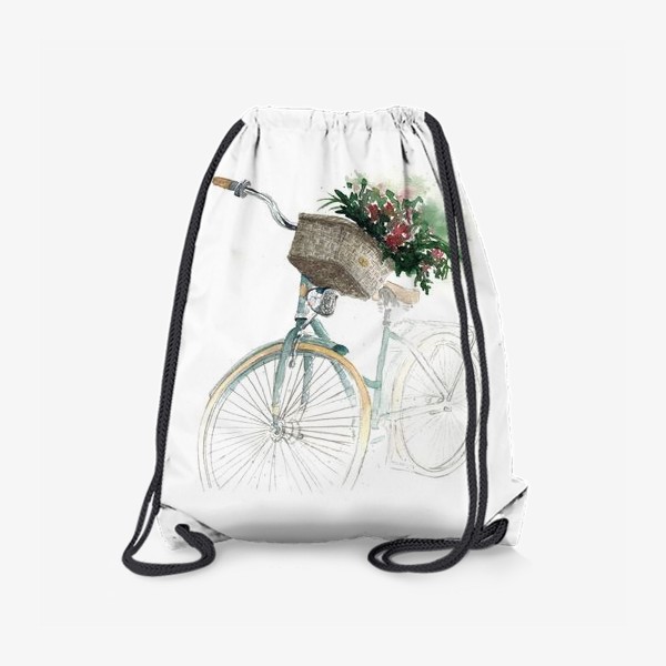 Рюкзак &laquo;Акварельный велосипед с корзинкой и цветами&raquo;