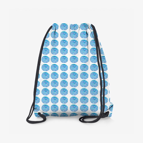 Рюкзак «Мерцающий голубой горошек. Акварельные круги. Blue watercolor dots.»