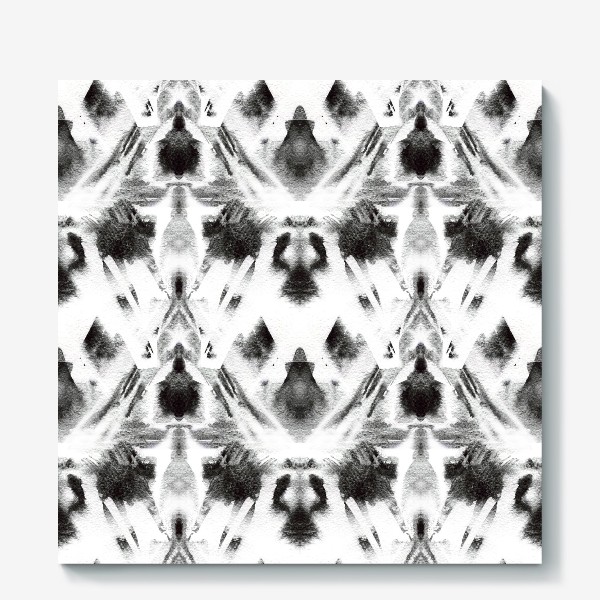 Холст «Черно-белый акварельный узор. Абстракция. Abstract watercolor black and white pattern»