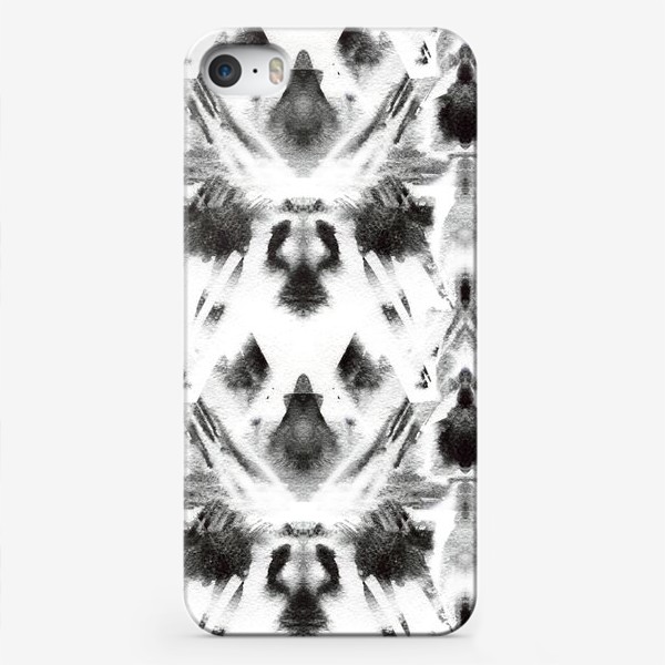 Чехол iPhone «Черно-белый акварельный узор. Абстракция. Abstract watercolor black and white pattern»