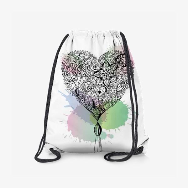 Рюкзак «Цветочное сердце. Дудлинг.»