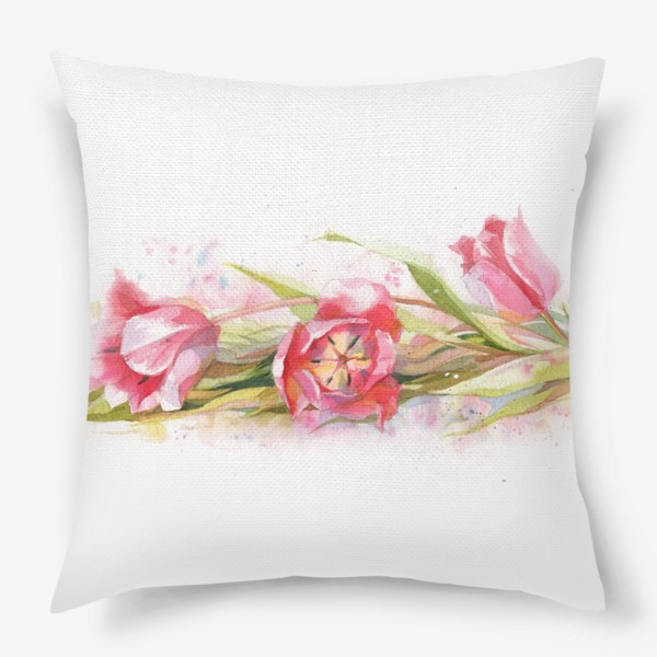 Подушка «Тюльпаны розовые»