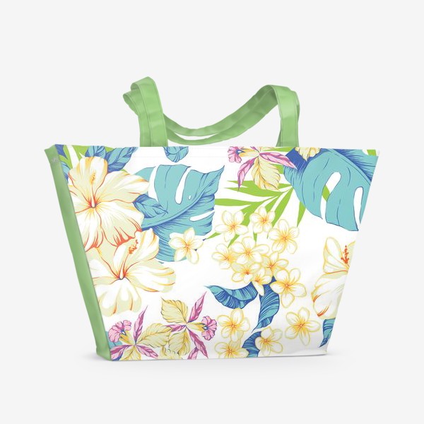 Пляжная сумка &laquo;Цветы. Гавайи. Белый.&raquo;