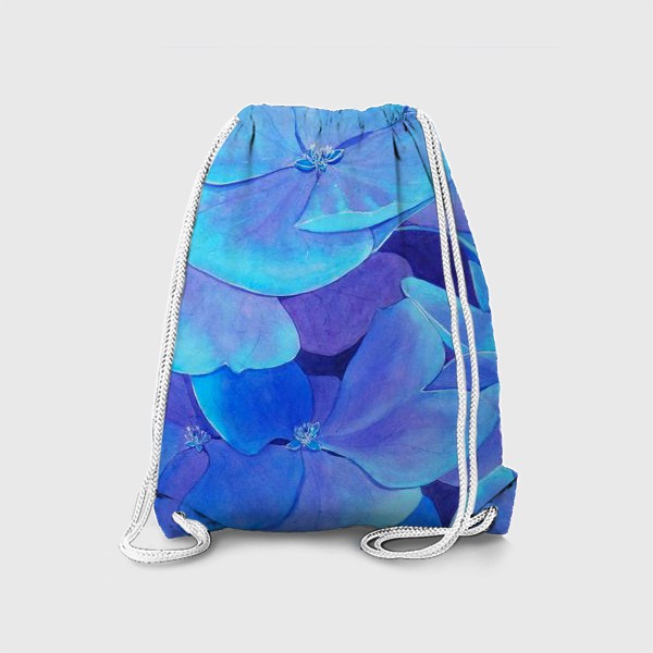 Рюкзак «Цветы голубой гортензии, акварельный летний ботанический принт»