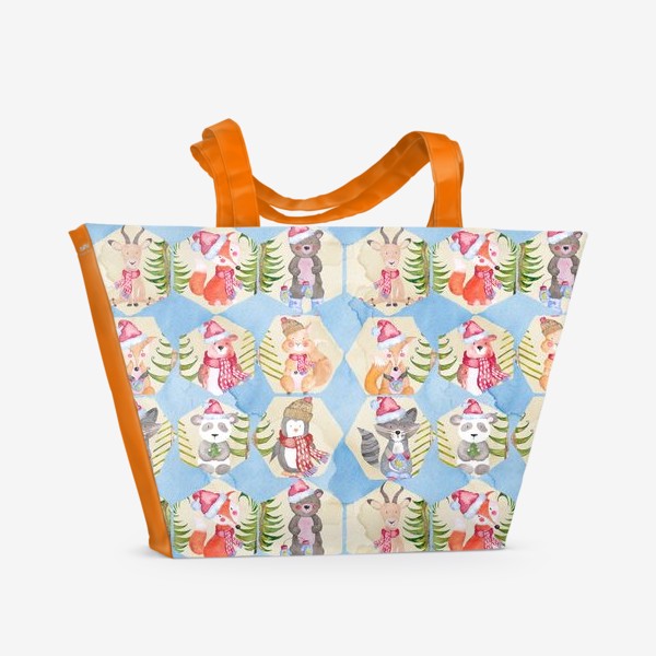 Пляжная сумка «Новогодние Зверушки»