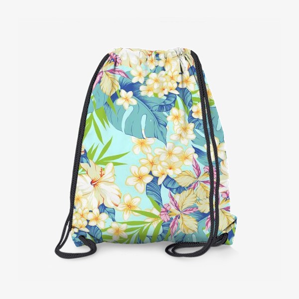 Рюкзак «Цветы. Гавайи. Голубой.»