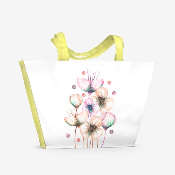 Пляжная сумка «Акварельные абстрактные цветы»