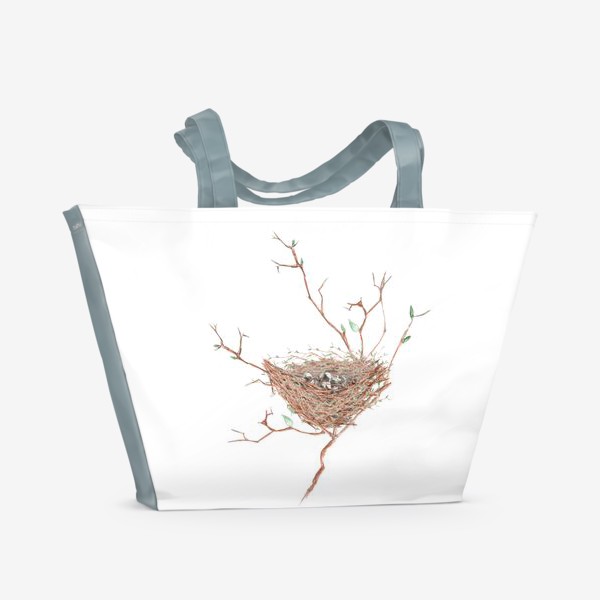 Пляжная сумка &laquo;Птичье гнездо весной&raquo;