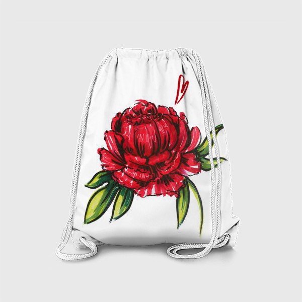 Рюкзак «Красный пион с сердечком»