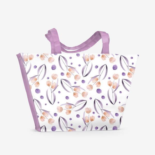 Пляжная сумка «Акварельные цветы и кляксы»