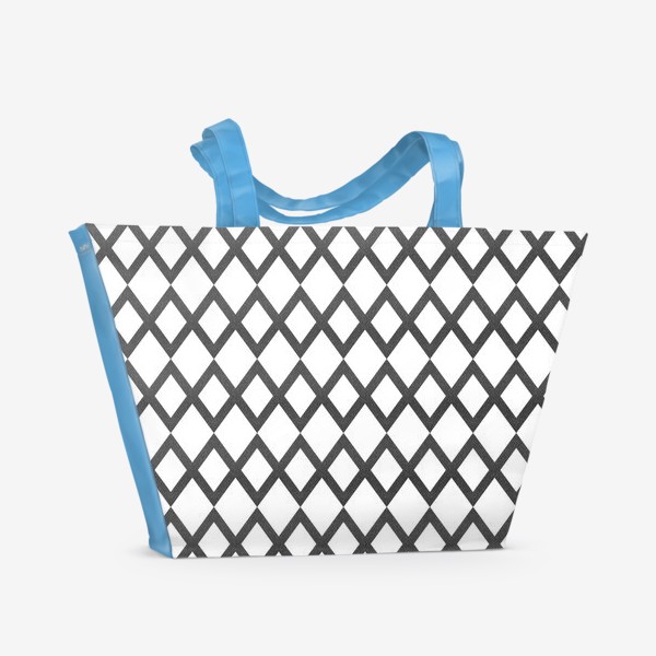 Пляжная сумка «Паттерн геометрический орнамент бохо с ромбами Black Collection»