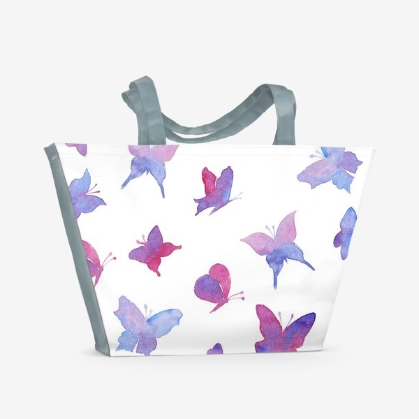 Пляжная сумка «Акварельные бабочки на белом фоне »