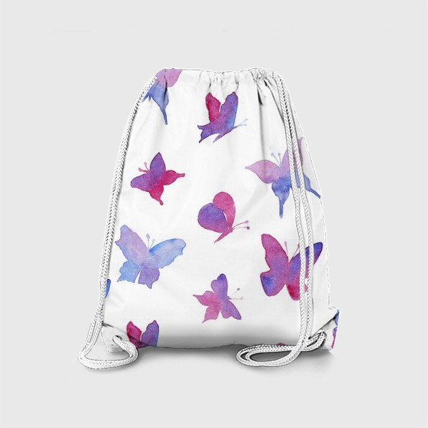 Рюкзак «Акварельные бабочки на белом фоне »