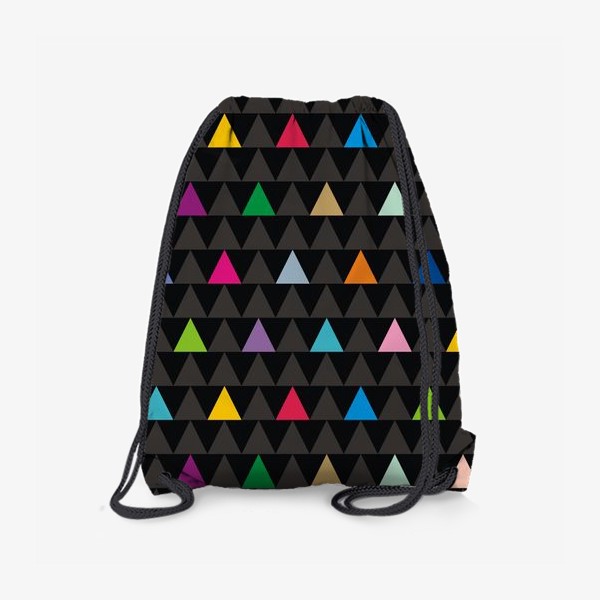 Рюкзак «Цветные треугольники на черном фоне»