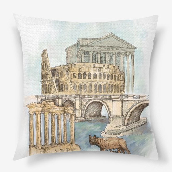 Подушка «Рим цветной коллаж»
