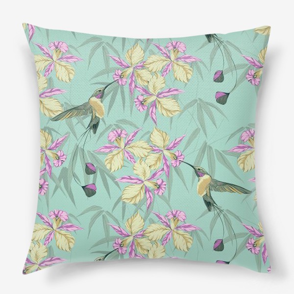 Подушка «Колибри и орхидея»