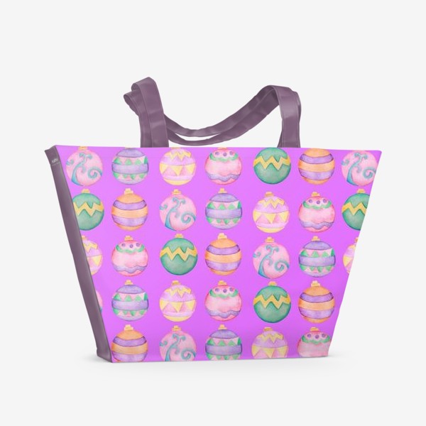 Пляжная сумка &laquo;Новогодние шарики в розовом&raquo;