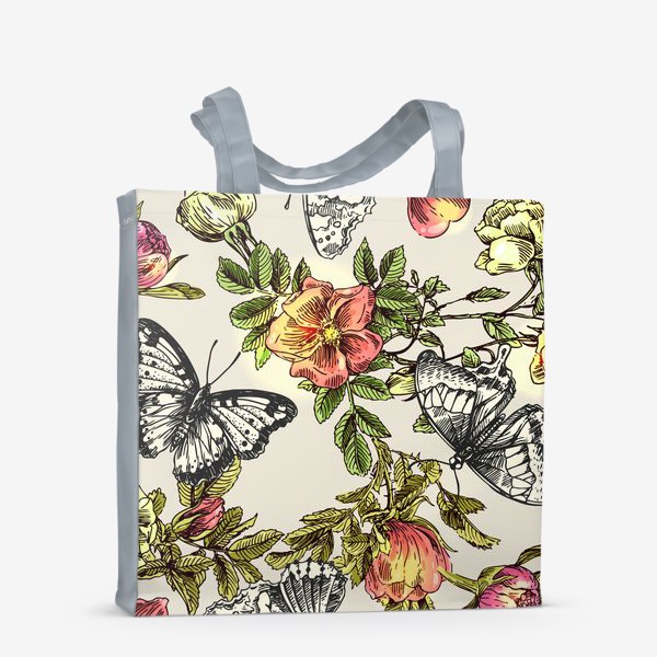 Сумка-шоппер «Бабочки и цветы»