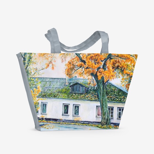Пляжная сумка &laquo;Осенний городской пейзаж акварелью&raquo;
