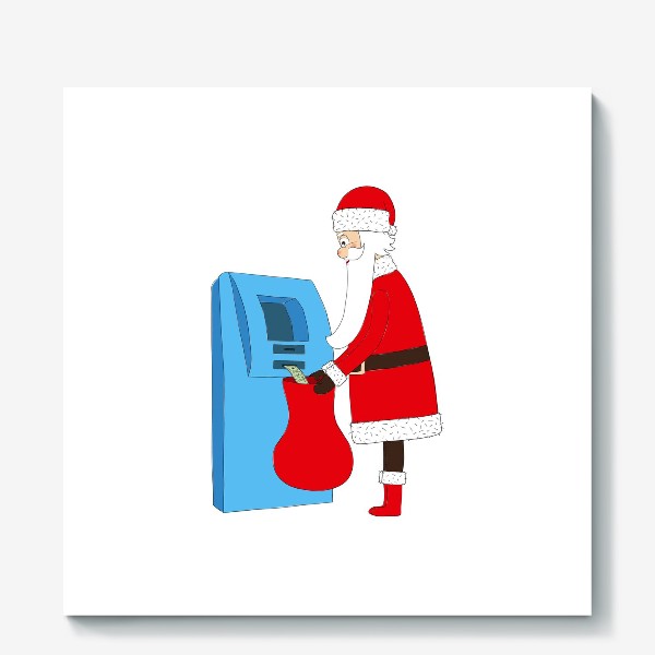 Холст «Санта Клаус у банкомата»