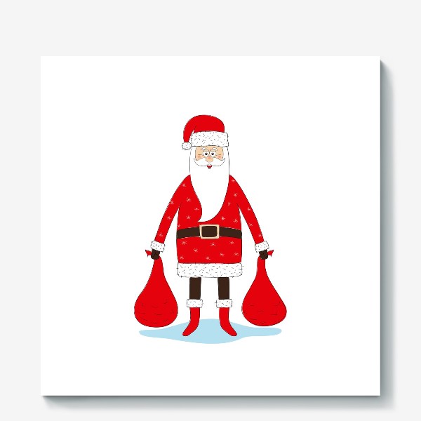 Холст «Санта Клаус с мешками подарков»