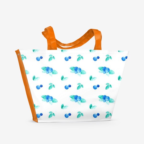 Пляжная сумка « Акварельный паттерн с ягодами и листочками»