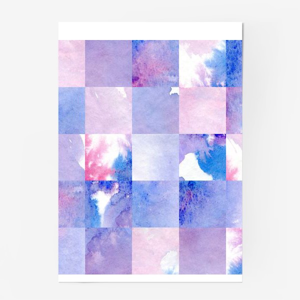 Постер «Акварельная мозаика в сине-фиолетовых тонах»