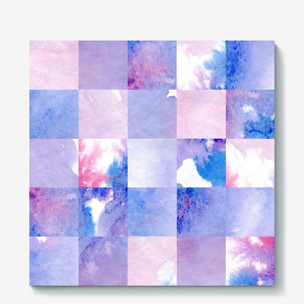 Холст «Акварельная мозаика в сине-фиолетовых тонах»