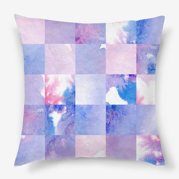 Подушка &laquo;Акварельная мозаика в сине-фиолетовых тонах&raquo;