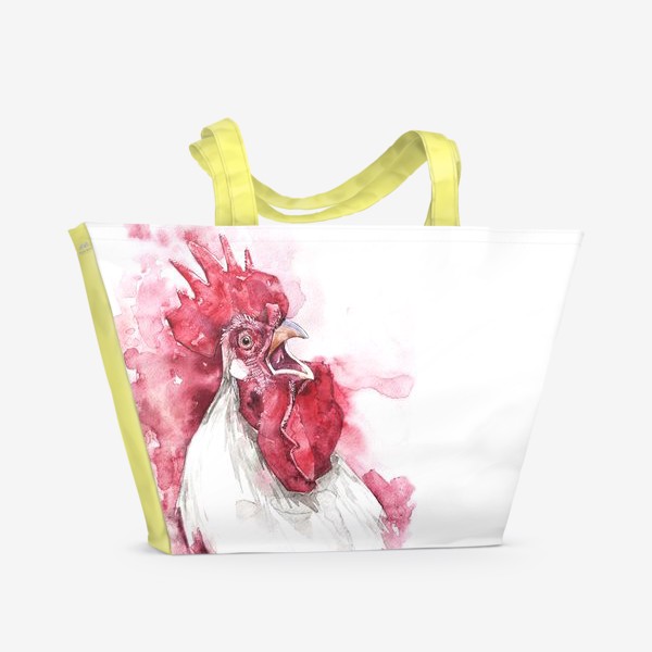 Пляжная сумка «Петух на красном фоне»