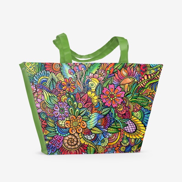 Пляжная сумка «Яркий паттерн, цветы»