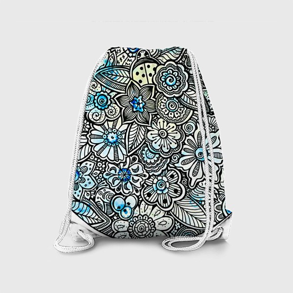 Рюкзак «Летняя мандала, голубые цветы.»