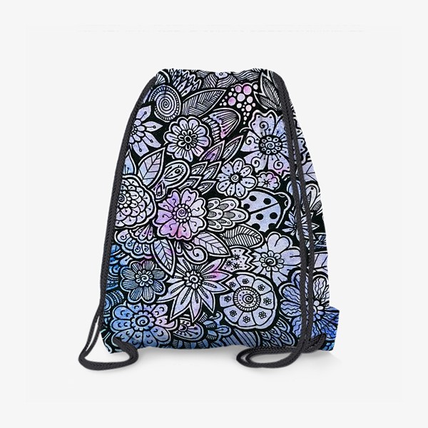 Рюкзак «Паттерн синий с розовым, цветы в ночном саду»