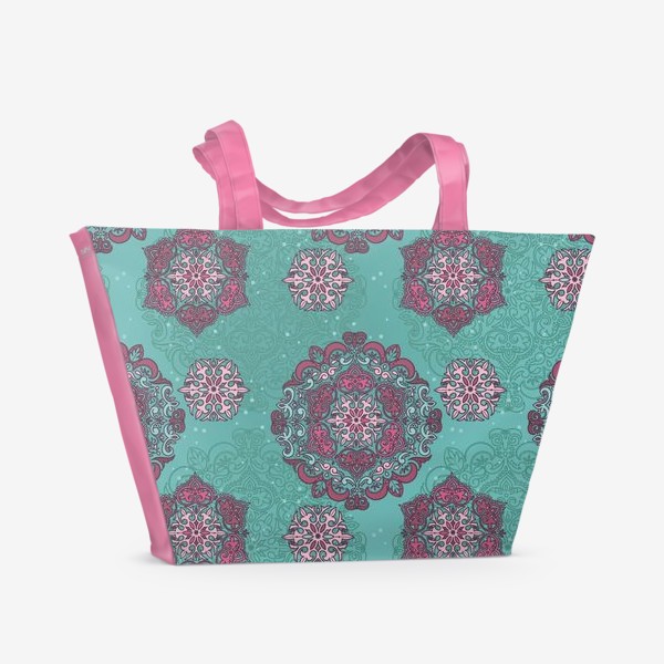 Пляжная сумка &laquo;Розово-бирюзовый орнамент&raquo;