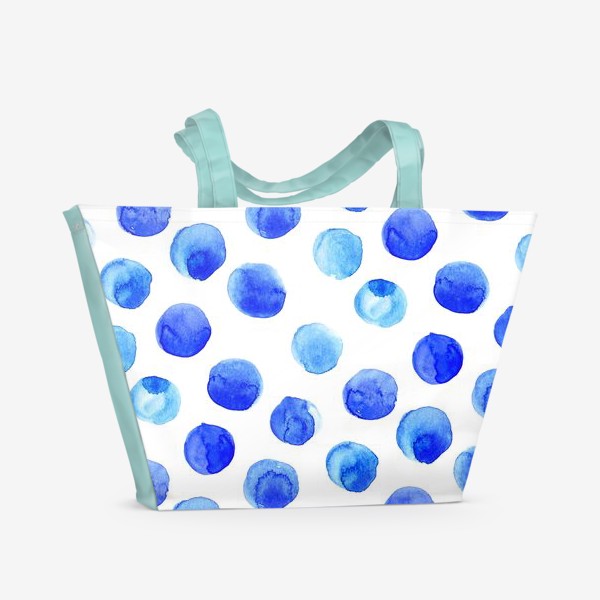 Пляжная сумка «Голубой крупный горошек акварель»