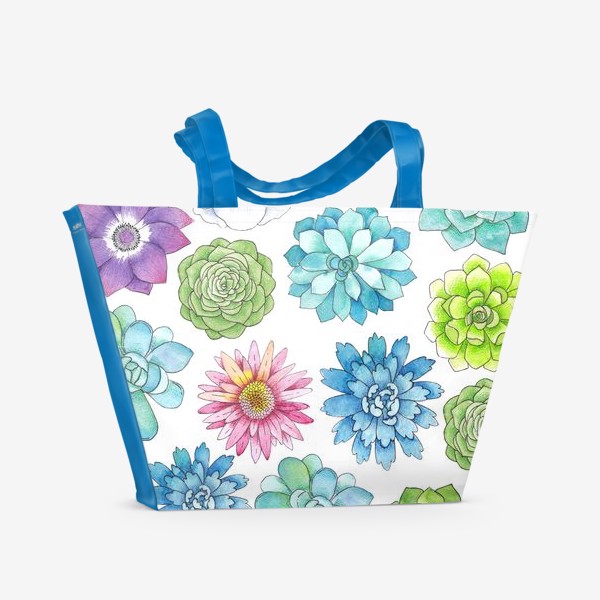 Пляжная сумка «Цветы и суккуленты»