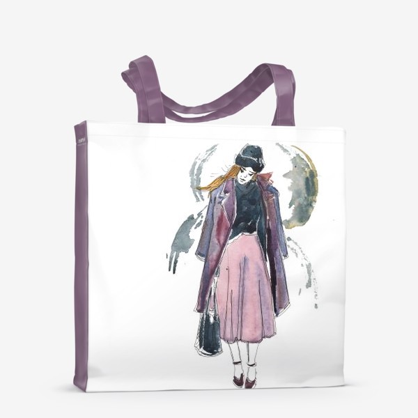 Сумка-шоппер «Девушка в пальто. Fashion illustration»