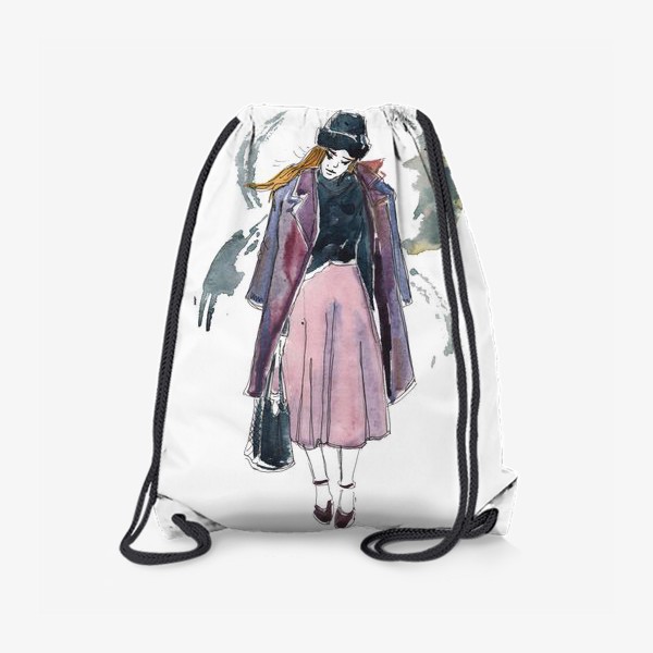 Рюкзак «Девушка в пальто. Fashion illustration»