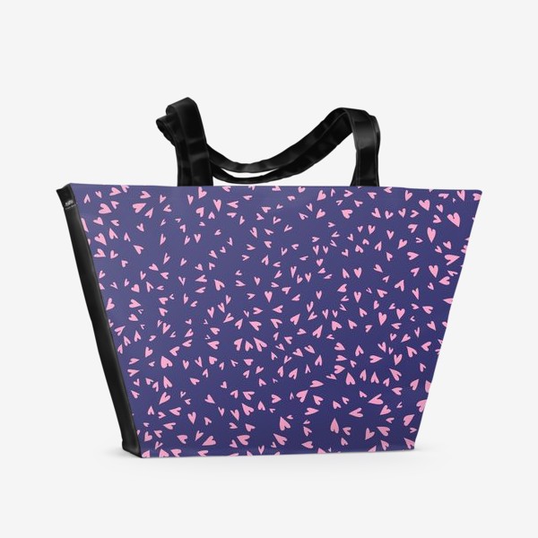 Пляжная сумка «Милые маленькие сердечки на фиолетовом фоне»