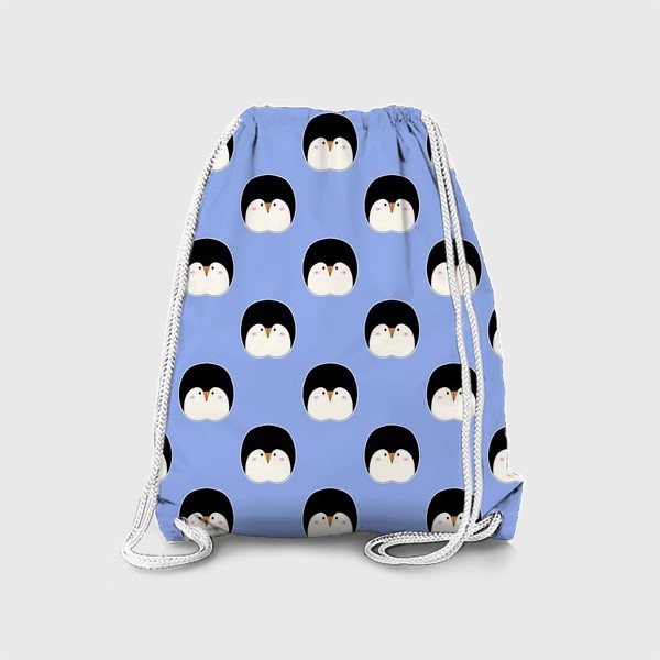 Рюкзак «Паттерн мультяшные пингвины на голубом фоне»