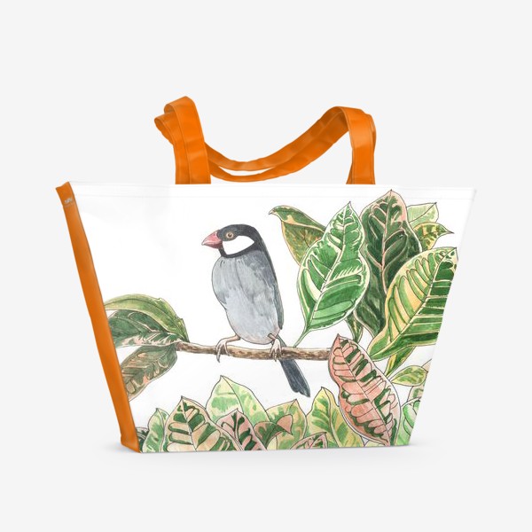 Пляжная сумка «Птичка на цветочной ветке»