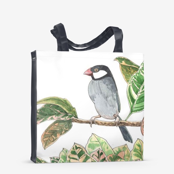 Сумка-шоппер «Птичка на цветочной ветке»